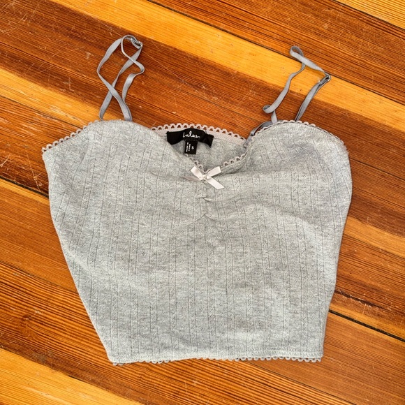 Lulu's Heather Gray Ribbed Lounge Tank & Pants Set - Picture 2 of 3